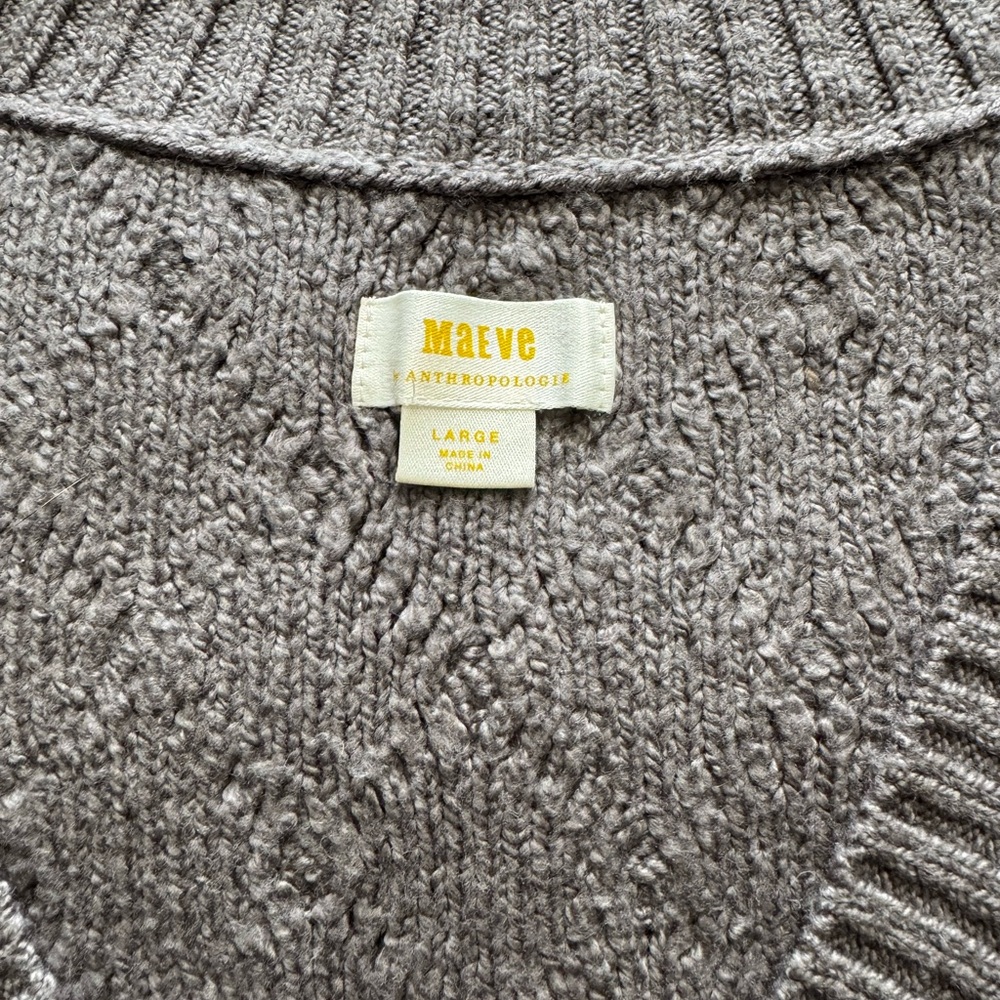 Maeve Women's V-Neck Textured Cable Knit Sweater Vest in Taupe - Picture 2 of 2